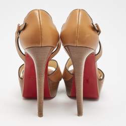 Christian Louboutin Tan Leather Ankle Strap Sandals Size 39