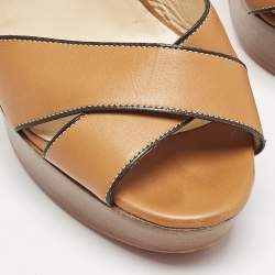 Christian Louboutin Tan Leather Ankle Strap Sandals Size 39