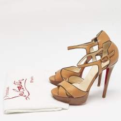 Christian Louboutin Tan Leather Ankle Strap Sandals Size 39