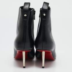 Christian Louboutin Black Leather Ankle Length Boots Size 36.5