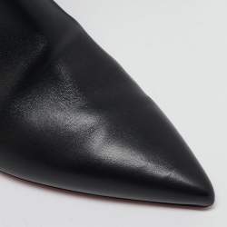 Christian Louboutin Black Leather Ankle Length Boots Size 36.5