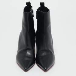 Christian Louboutin Black Leather Ankle Length Boots Size 36.5