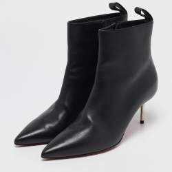 Christian Louboutin Black Leather Ankle Length Boots Size 36.5