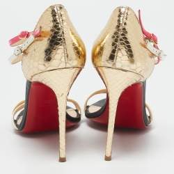 Christian Louboutin Multicolor Python Embossed Leather And Leather Arnold Sandals Size 38.5