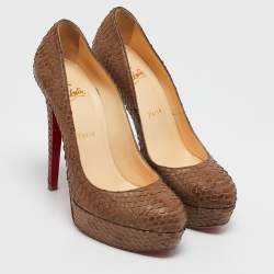 Christian Louboutin Brown Python Leather Bianca Platform Pumps Size 39