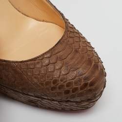 Christian Louboutin Brown Python Leather Bianca Platform Pumps Size 39