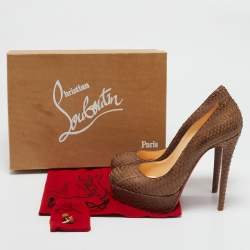 Christian Louboutin Brown Python Leather Bianca Platform Pumps Size 39