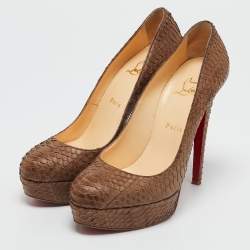 Christian Louboutin Brown Python Leather Bianca Platform Pumps Size 39