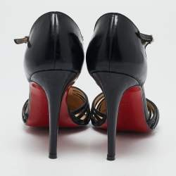 Christian Louboutin Black Patent Leather En passant Ankle Strap Sandals Size 39