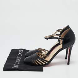 Christian Louboutin Black Patent Leather En passant Ankle Strap Sandals Size 39