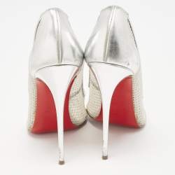 Christian Louboutin Silver Mesh and Leather Follies Resille Pointed Toe Pumps Size 40