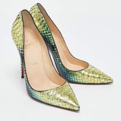 Christian Louboutin Green/Black Python Leather So Kate Pumps Size 39