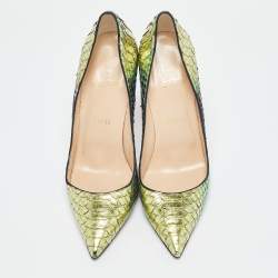Christian Louboutin Green/Black Python Leather So Kate Pumps Size 39