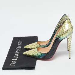 Christian Louboutin Green/Black Python Leather So Kate Pumps Size 39