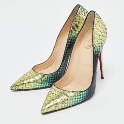 Christian Louboutin Green/Black Python Leather So Kate Pumps Size 39