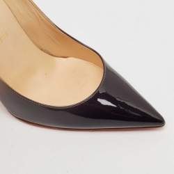Pre Owned Christian Louboutin Beige/Black Patent Leather So Kate Pumps Size 36.5