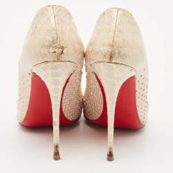 Christian Louboutin Cream Python Leather Pigalle Follies Pumps Size 39.5