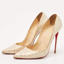 Christian Louboutin Cream Python Leather Pigalle Follies Pumps Size 39.5