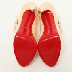 Christian Louboutin Beige Patent Leather Alta Platform Pumps Size 36