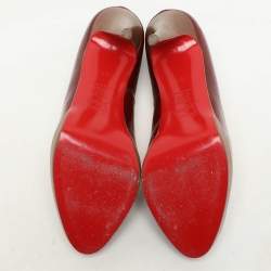 Christian Louboutin Red Patent Leather Peep Toe Platform Pumps Size 40.5