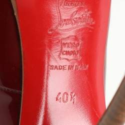 Christian Louboutin Red Patent Leather Peep Toe Platform Pumps Size 40.5