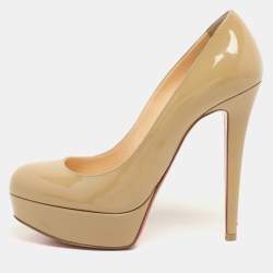 Christian Louboutin Beige Patent Leather Bianca Platform Pumps Size 36.5