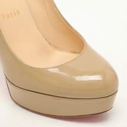 Christian Louboutin Beige Patent Leather Bianca Platform Pumps Size 36.5