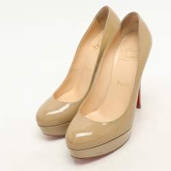 Christian Louboutin Beige Patent Leather Bianca Platform Pumps Size 36.5