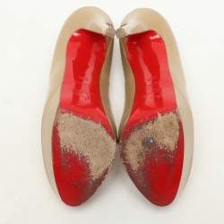 Christian Louboutin Beige Patent Leather Bianca Platform Pumps Size 36.5