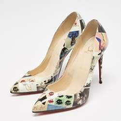 Christian Louboutin Multicolor Printed Patent Leather Pigalle Follies Pumps Size 38.5