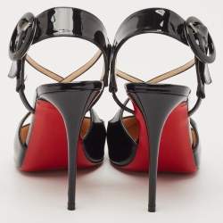 Christian Louboutin Black Patent Leather Crossfliketa Pumps Size 38.5