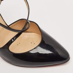 Christian Louboutin Black Patent Leather Crossfliketa Pumps Size 38.5
