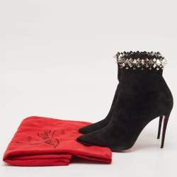 Christian Louboutin Black Suede Firmamma Ankle Length Boots Size 38