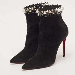 Christian Louboutin Black Suede Firmamma Ankle Length Boots Size 38