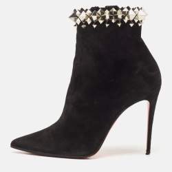 Christian Louboutin Black Suede Firmamma Ankle Length Boots Size 38