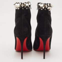 Christian Louboutin Black Suede Firmamma Ankle Length Boots Size 38