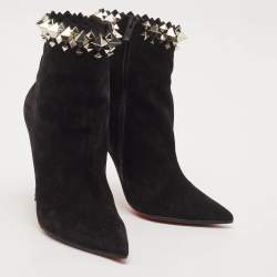 Christian Louboutin Black Suede Firmamma Ankle Length Boots Size 38