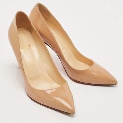 Christian Louboutin Beige Patent Leather Pigalle Pumps Size 38