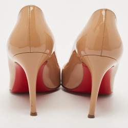 Christian Louboutin Beige Patent Leather Pigalle Pumps Size 38