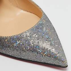 Pre Owned Christian Louboutin  Silver Glitter Pigalle Follies Pumps Size 40.5