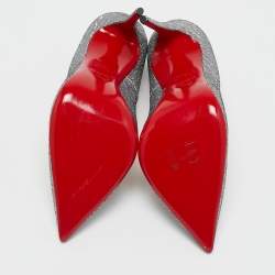 Pre Owned Christian Louboutin  Silver Glitter Pigalle Follies Pumps Size 40.5