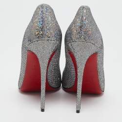Pre Owned Christian Louboutin  Silver Glitter Pigalle Follies Pumps Size 40.5