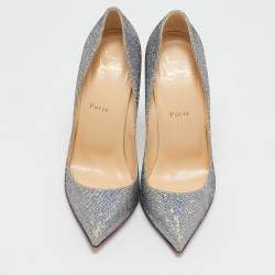 Pre Owned Christian Louboutin  Silver Glitter Pigalle Follies Pumps Size 40.5