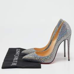 Pre Owned Christian Louboutin  Silver Glitter Pigalle Follies Pumps Size 40.5