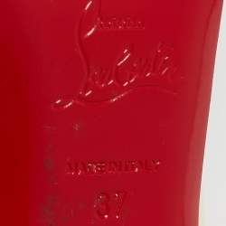 مملوكة مسبقًا Christian Louboutin Cream/Transparent Patent and PVC Brigandine Spike Slingback Pumps Size 37