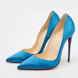 Christian Louboutin Blue Satin  So Kate Pointed Toe Pumps Size 40