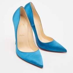 Christian Louboutin Blue Satin  So Kate Pointed Toe Pumps Size 40