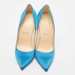 Christian Louboutin Blue Satin  So Kate Pointed Toe Pumps Size 40