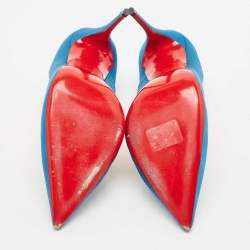 Christian Louboutin Blue Satin  So Kate Pointed Toe Pumps Size 40