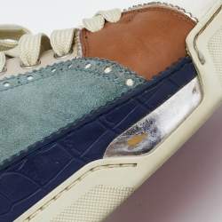 Christian Louboutin Multicolor Leather and Suede Loubikick Spikes Sneakers Size 39